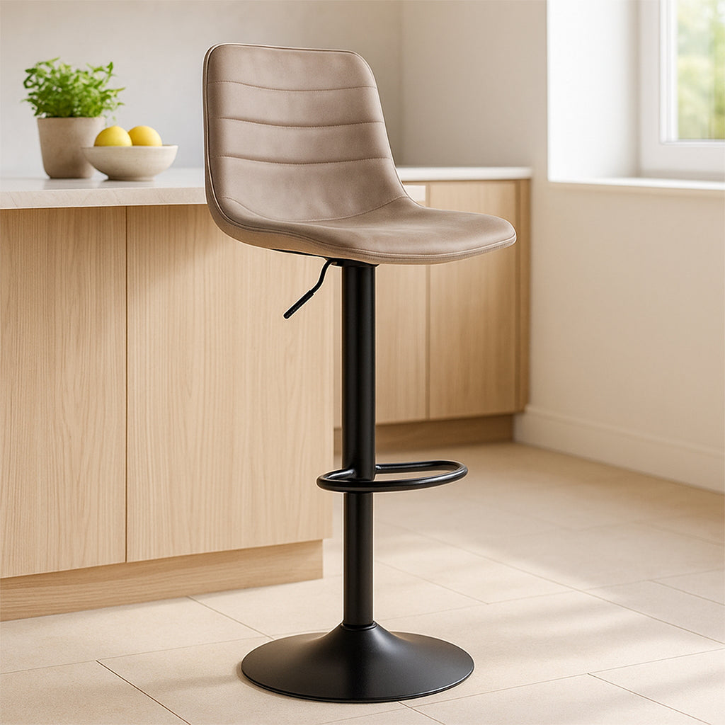Silla De Bar Y Barra De Cocina Moderno Con Respaldo Set 1 Pz Negro