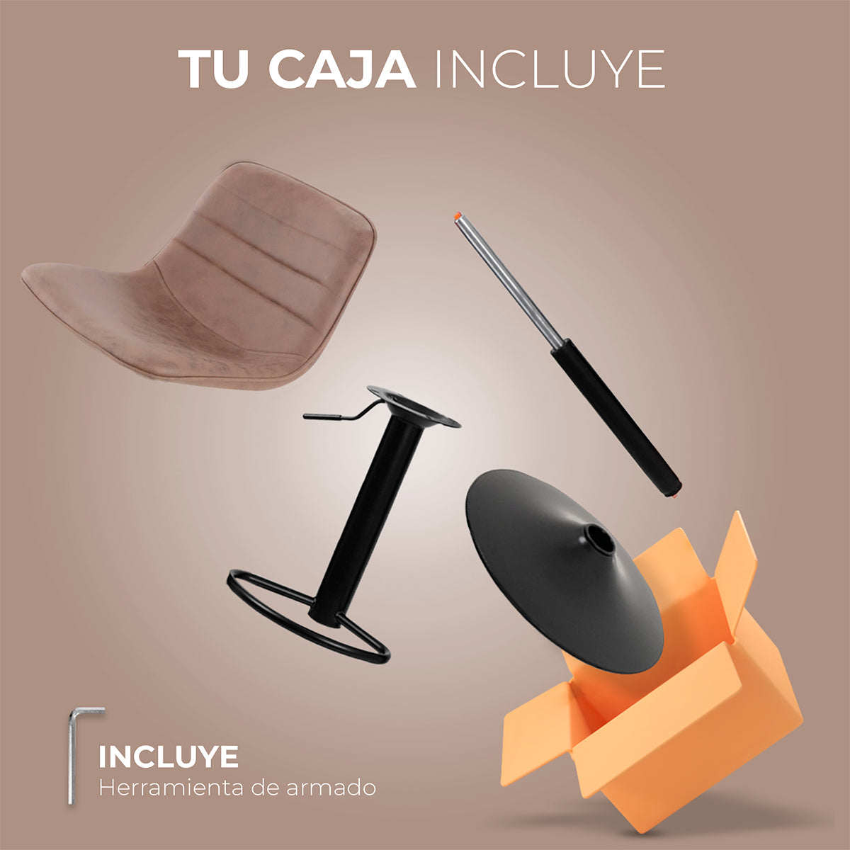 Silla De Bar Y Barra De Cocina Moderno Con Respaldo Set 1 Pz Negro