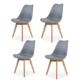 Silla de Comedor Acolchada con Estructura de Madera y Respaldo Set de 4