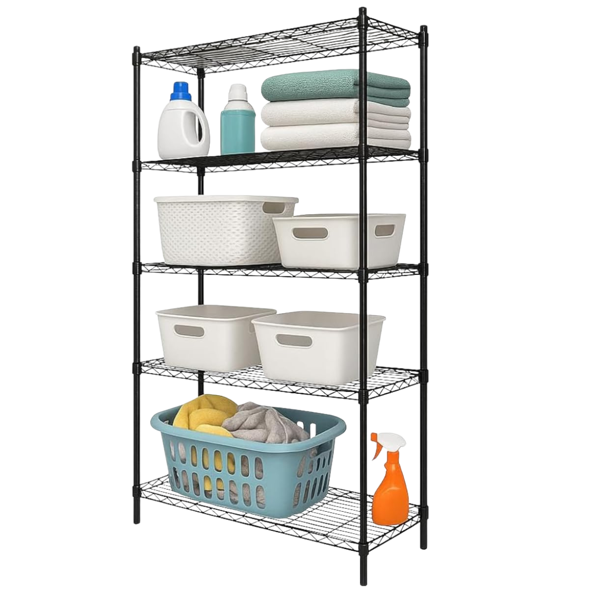 Estante Organizador De Acero Anaquel Con 5 Niveles Metalico Negro