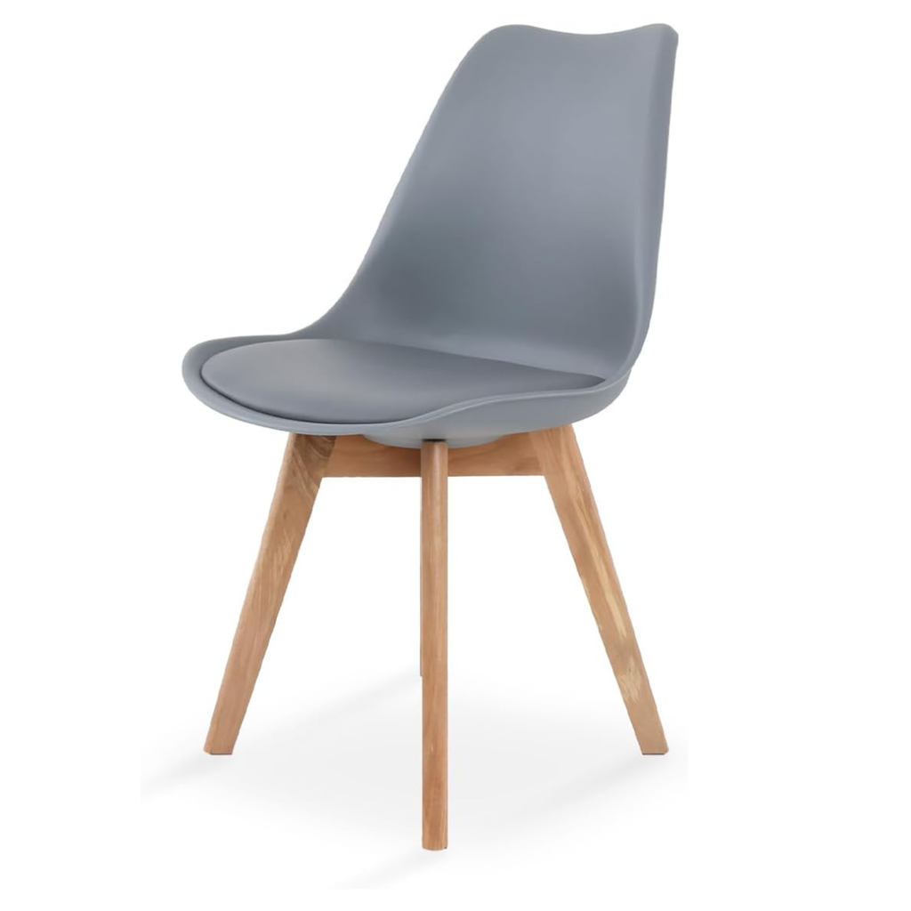 Silla de Comedor Acolchada con Estructura de Madera y Respaldo Individual