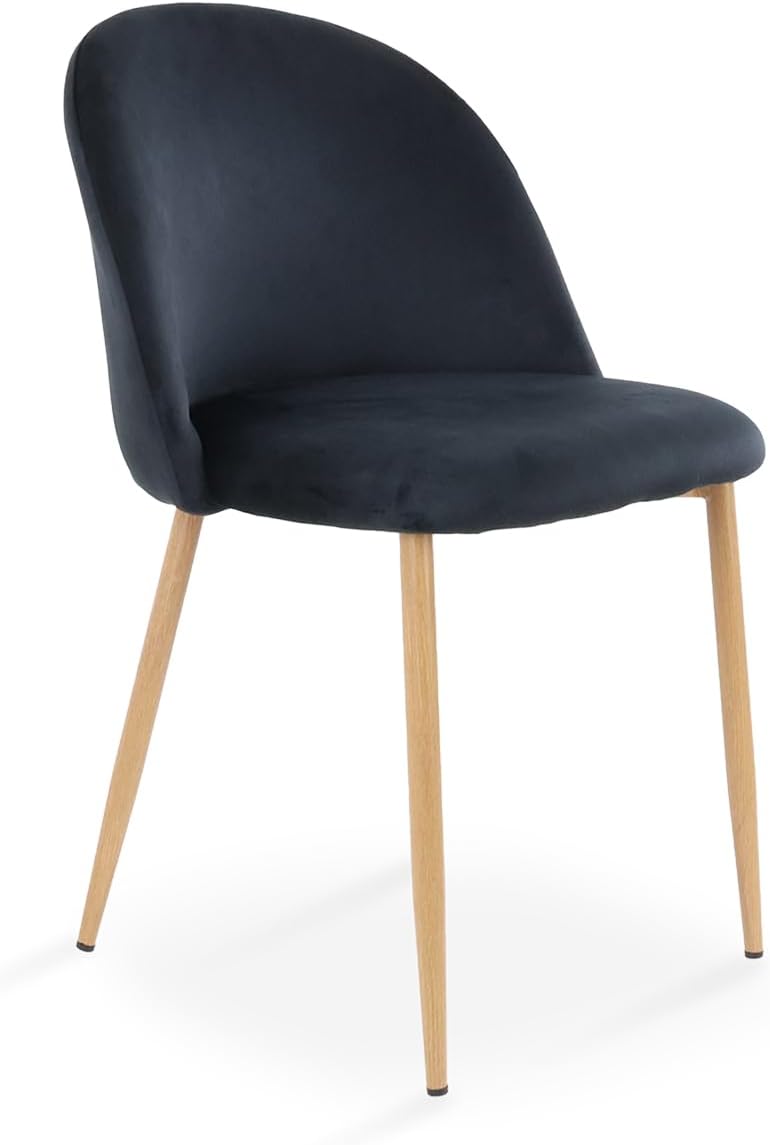 Silla de Comedor Tapizado en Terciopelo Acolchada con Estructura de Madera