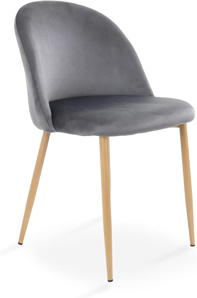 Silla de Comedor Tapizado en Terciopelo Acolchada con Estructura de Madera