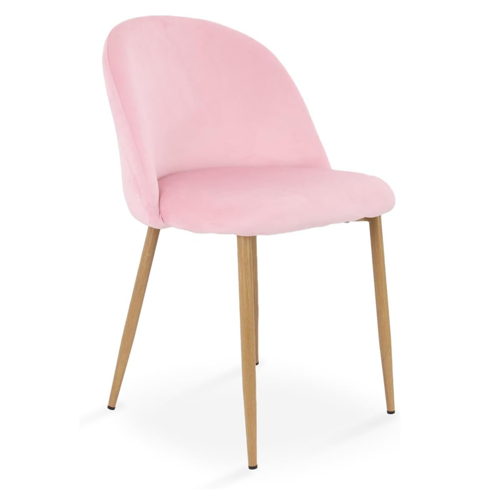 Silla de Comedor Tapizado en Terciopelo Acolchada con Estructura de Madera