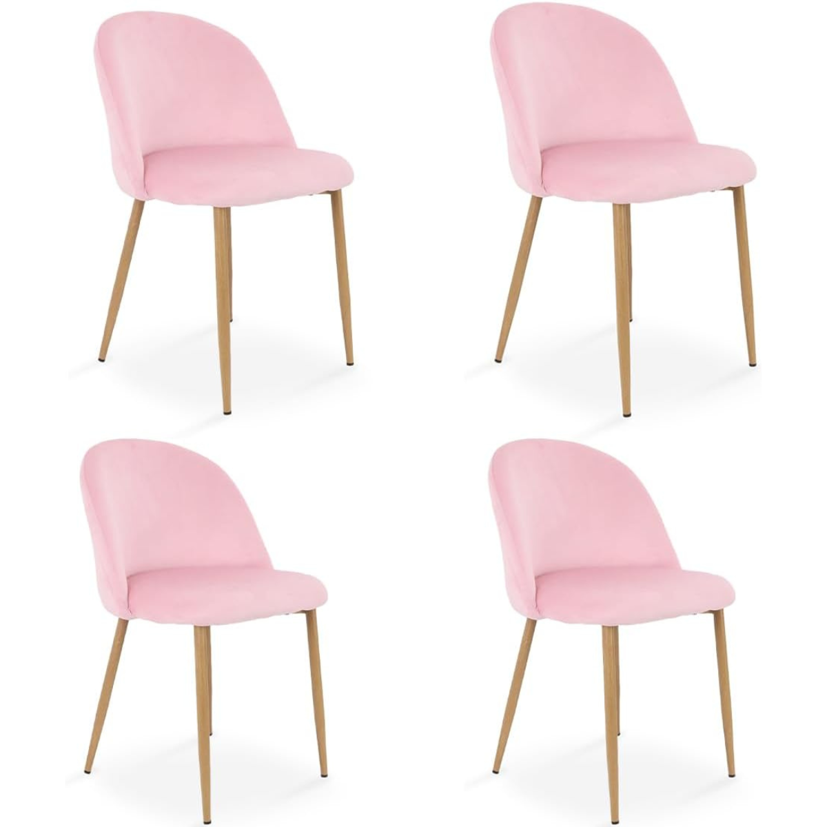 Sillas De Comedor Acolchada Tapizada En Terciopelo Set 4 Pz Estructura De La Silla Madera Asiento